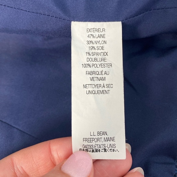 LL Bean Wool Silk Blazer Women XS Blue Academia Classic Timeless Career Polished - Picture 12 of 14